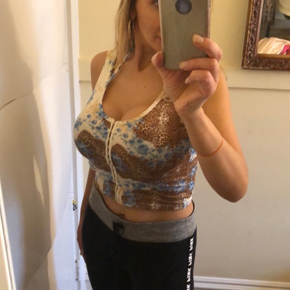 Blue leopard Sexy cropped top S/M - Picture 7 of 7